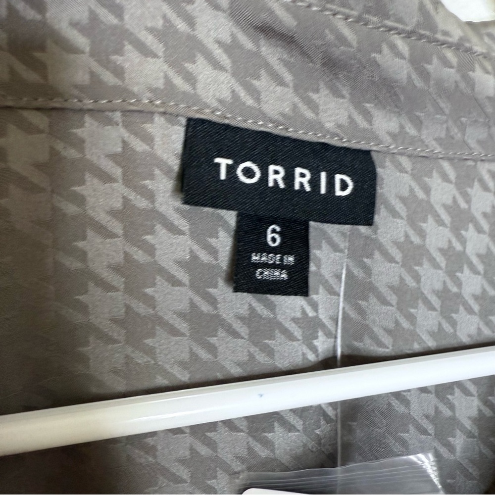 🍓 Torrid At The Knee Jaquard Houndstooth Woven Gray Collared Shirtdress Size 6X - Picture 8 of 8